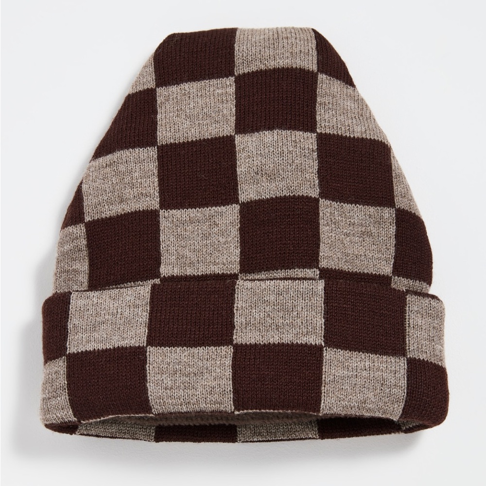 NWT Loeffler Randall Checkered Beanie